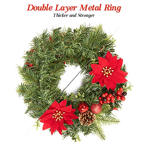 16 Inch Christmas Wreath for Front Door Decoration