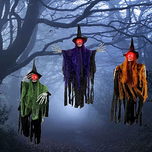 3 Pack Halloween Hanging Grim Reapers Decorations, Hcary Halloween Decorations Indoor Outdoor