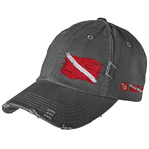 Scuba Dive Flag Distressed : Mens Adjustable Hat