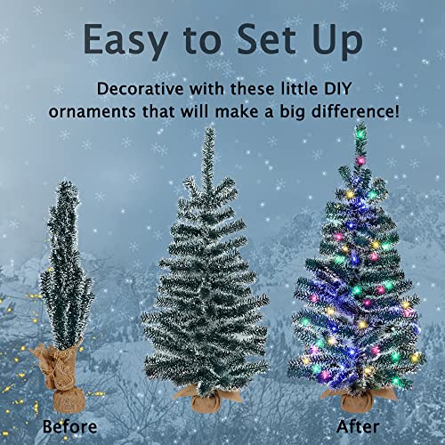 Set of 2 30" Mini Christmas Tree w/ Wooden Boxes