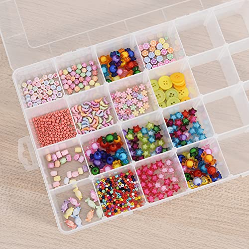 24 Grids Clear Plastic Organizer Box w/  Adjustable Dividers for Beads