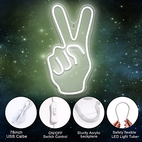 Peace Hand Neon Signs for Wall Decoration 14.4 x 7.08 inch