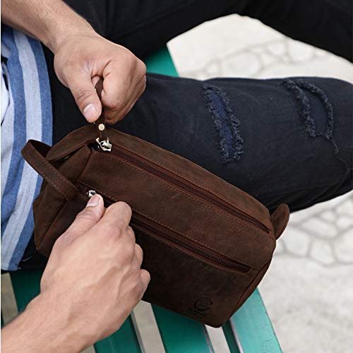 Leather Toiletry Bag - Hygiene Organizer Travel Kit