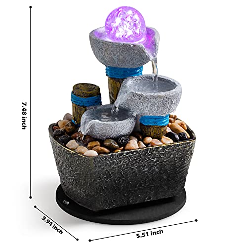 Waterfall Meditation Fountain Pool Including Many Natural River Rocks for Home Decor