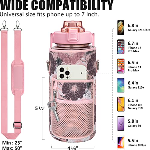 Half Gallon Motivational Water Bottle w/ Sleeve & Strap 64 OZ