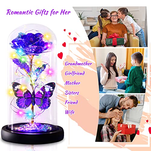 I Love You Mom Galaxy Roses Gifts in Glass Dome for Mothers Day/Birthday