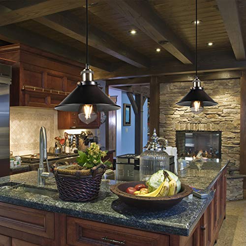 Industrial Pendant Lighting w/ Metal Rustic Bronze &  Black Finish Fixture (3 Pack)