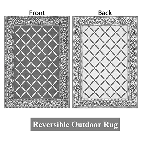 Large Reversible Mat Plastic Outdoor Area Rugs-Grey