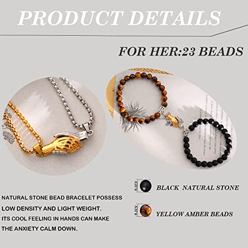 4Pcs Couples Bracelets & Necklace Set for Women/Men