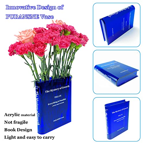 Book Vase for Flowers, Acrylic Clear Book Flower Vase, A Book About Flowers Vase, Unique Home/Bedroom