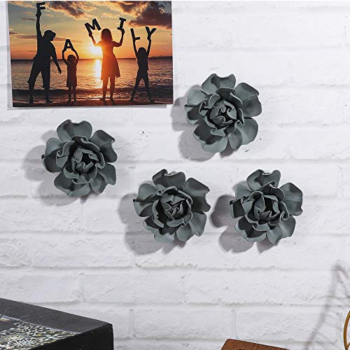 4 Pcs Ceramic Flower Wall Decoration