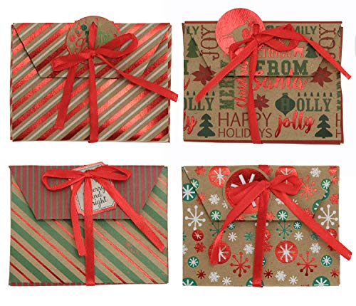 Set of 9 Christmas Holiday Foil Embossed Kraft Gift Card Holder Boxes