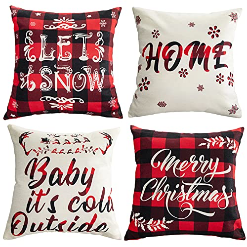 Set of 4  Christmas Throw Pillow Covers 18 x 18