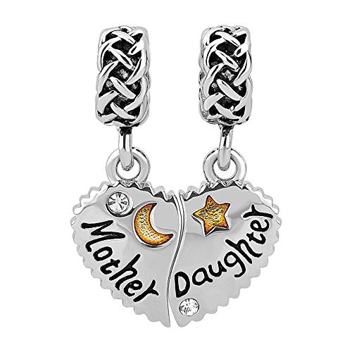 Mother- Daughter - Son Love Heart Charm Beads For Snake Chain Bracelet