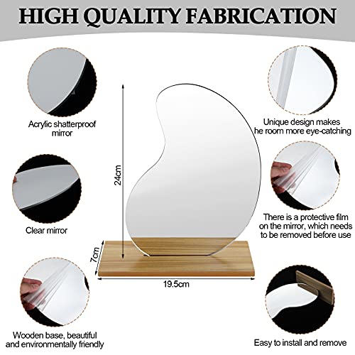 2 Pack Aesthetic Acrylic Makeup Mirror for Desk  w/ Stand