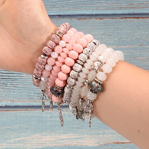 6 Set Bohemian Stretch Bracelets for Women