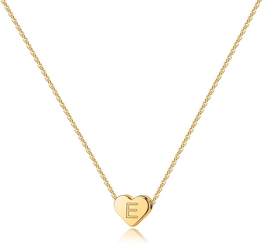 Heart Initial Necklaces for Women Girls - 14K Gold Filled Heart Pendant Letter Alphabet Necklace Tiny Initial Necklaces for Girls Gifts Heart