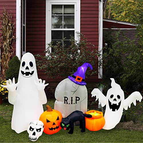 Inflatables Decorations Grim Reaper Outdoor Halloween with Build-in LEDs Blow Up Inflatable
