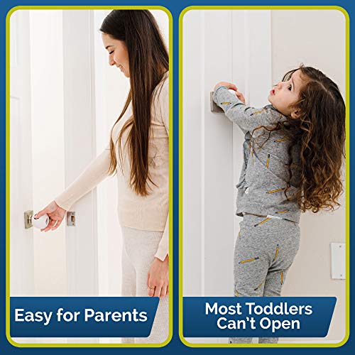 Child Safety Door Knob Cover (4 Pack) Hard-to-Remove Dual-Lock Door Handle