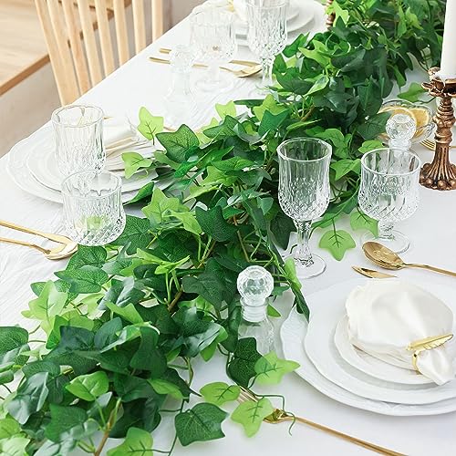 2 Strands Artificial Vines Scindapsus Garland 6FT Real Touch Fake Vine with Silk Green Leaves Faux Hanging Plants