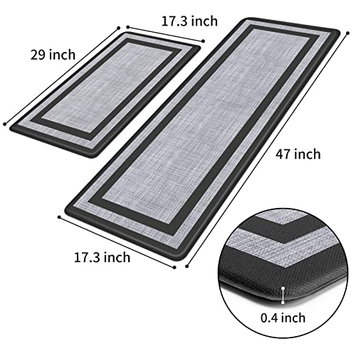 Kitchen Mat [2 PCS] Cushioned Anti-Fatigue Kitchen Rugs Non-Skid Waterproof