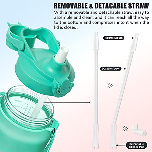 Half Gallon Motivational Water Bottle w/ Sleeve & Strap 64 OZ