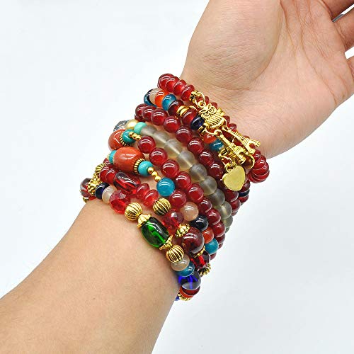 6 Sets Stackable Stretch Bracelets Multi-color Bohemian Bracelet Sets for Women