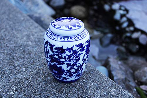 Decorative Blue & White Lotus Pattern Porcelain Storage Container or Home Decoration