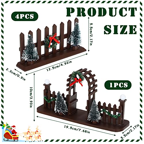 5 Pcs Christmas Village w/ Decorative Fences Entry Gate