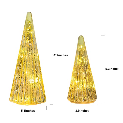 3 Packs Pre-lit Gold Glass Christmas Tree