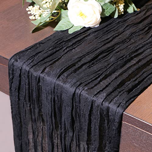 Black Cheesecloth Table Runner, 160inch Long Cheese Cloth Boho Gauze Table Runner