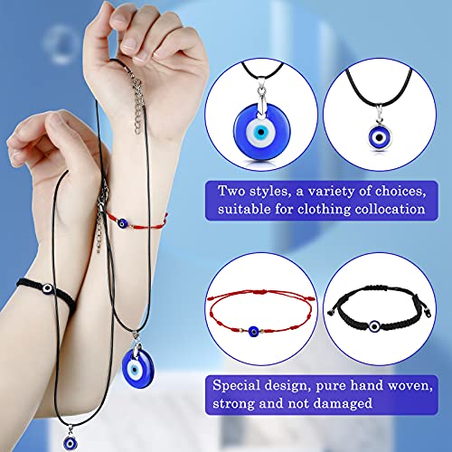 8 Pieces Evil Eye Necklace Bracelet Set-  Adjustable for Men/Women