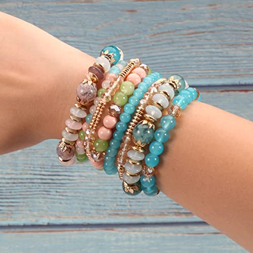 6 Set Bohemian Stretch Bracelets for Women