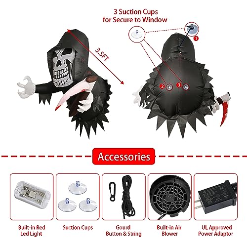 Halloween Inflatables Decoration White Ghost Coming Out of The Window/Tree, Blow Up Spooky Ghost