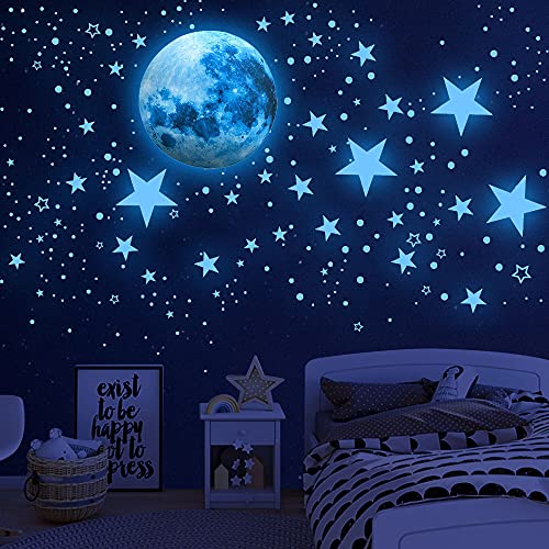 1108 Pcs Glow in The Dark Stars & Moon Wall Decal