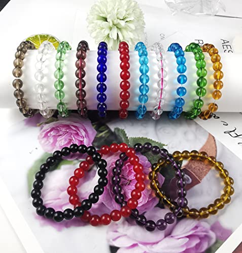 15Pcs 8mm Beaded Stretch Bracelet  for Women