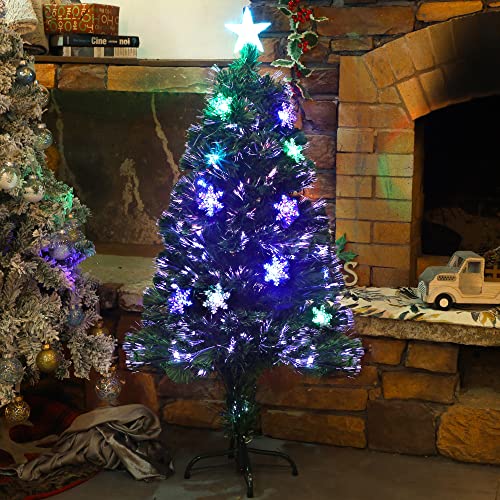 Pre-Lit Optical Fiber Christmas Artificial Tree w/ LED RGB Color Changing Lights