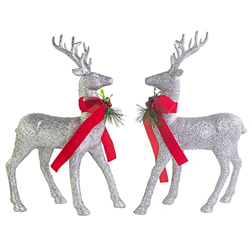 2 Pcs Glitter Reindeer Christmas Decoration