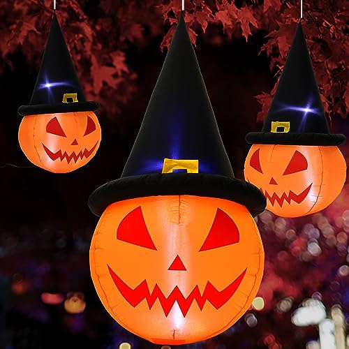 Halloween Inflatable Skull Face Spider Scary Creepy, Blow Up Spider with Built-in LED