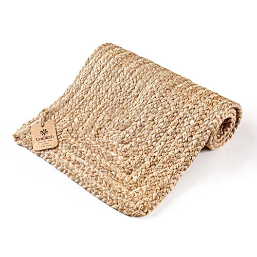 Farmhouse Jute Burlap Braided Table Runner 36 Inches Long - 13x36 Natural Jute Braided Table Runner
