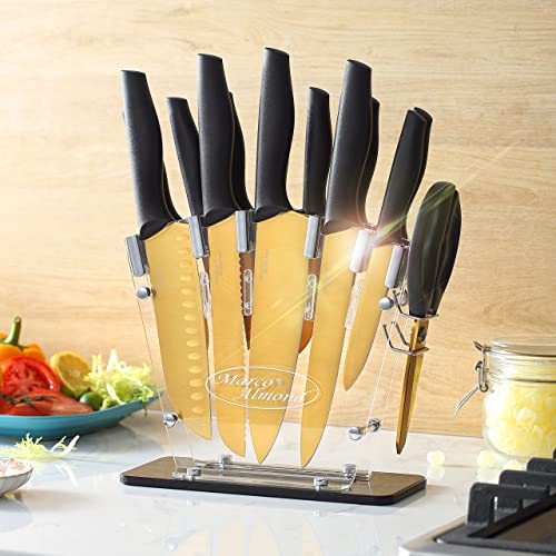 Knife Sets, Titanium Coated 14 Pieces Stainless Steel Hollow Handle