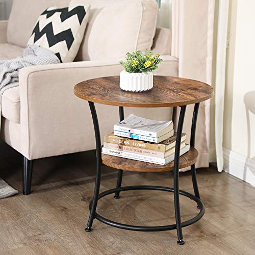 Round End Table with 2 Shelves