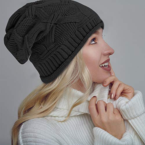 2 Pack Slouchy Beanie Winter Knit Soft Hat for Women/Men