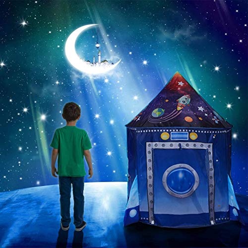 Premium Rocket Ship Kids Tent, Large Space Playhouse