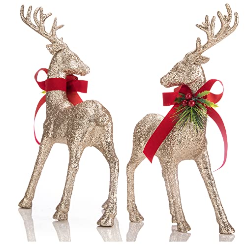 2 Pcs Glitter Reindeer Christmas Decoration