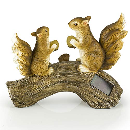 Squirrels on a Log Solar Powered Outdoor LED Garden Light