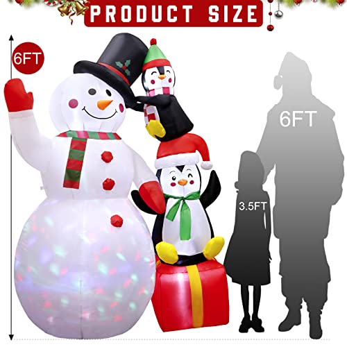 5FT Christmas Inflatables Outdoor Decorations, Inflatable Snowman Blow Up Yard Decorations with Rotating LED