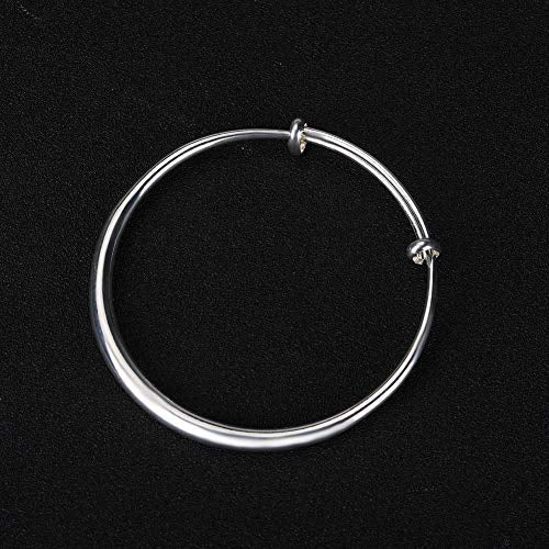 Solid 925 Sterling Bangle Bracelet, Silver, (9inch)