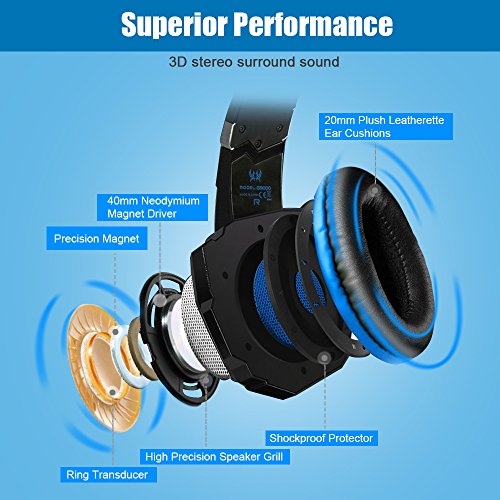 Gaming Headset Professional 3.5mm PC LED Light Game Bass Headphones Stereo Noise Isolation