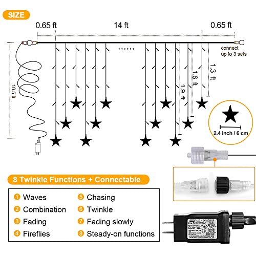 150 LED Icicle Christmas Lights w/ Stars